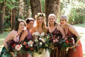 bridal party holding bouquets
